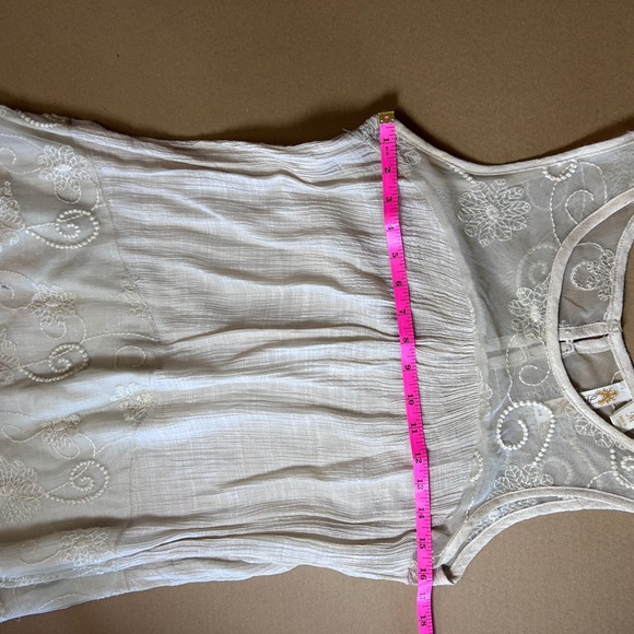 Adiva USA White Embroidered Lace Sheer Mesh Tank Top Women's Medium Whimsical - Picture 7 of 8